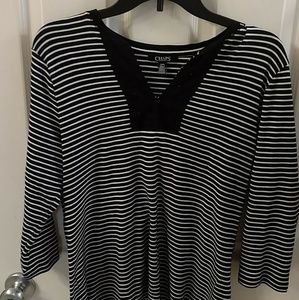 Chaps  Black & White Stripped shirt size L